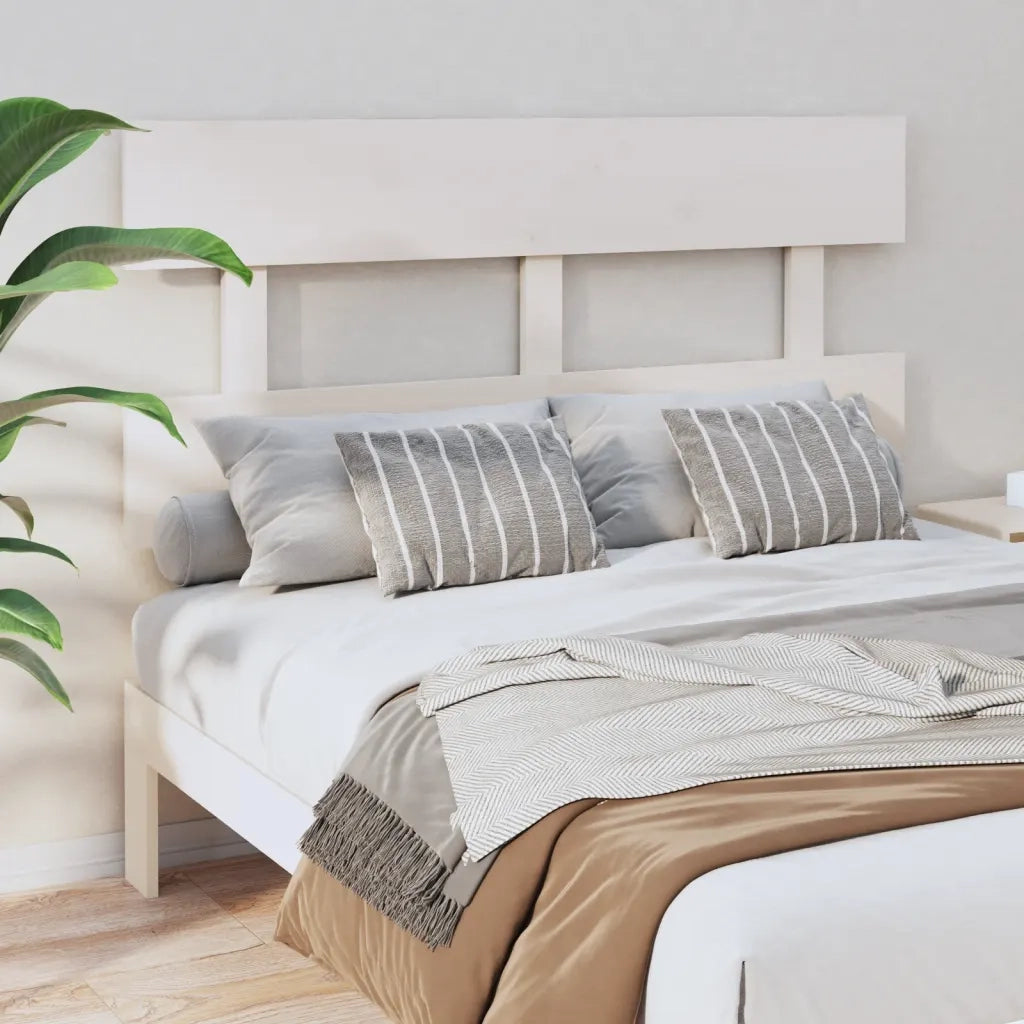Testiera per Letto Bianca 124x3x81 cm in Legno Massello di Pino 819061