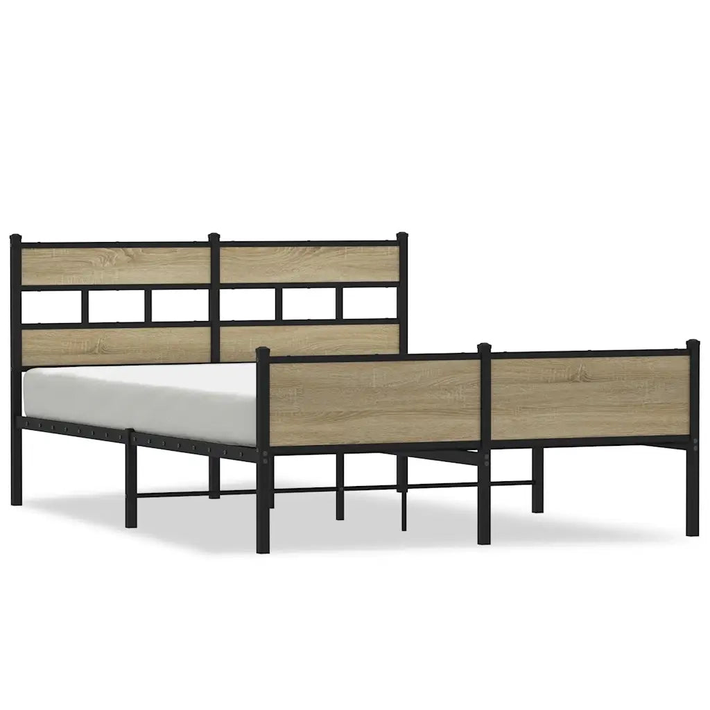Letto matrimoniale | Letto per adulti | Giroletto senza Materasso Rovere Sonoma 140x190cm in Truciolato
