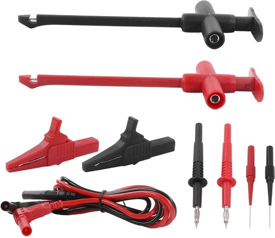 Kit di Testine per Multimetro - Adatto per Riparazioni Elettroniche - Rosso - Clip di Geco - 2 Set - Auto e Elettricità