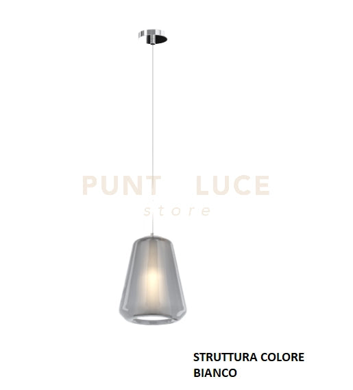 SOSPENSIONE BIANCO 1 LUCE VETRO GAMMA FUME 1176BI-S1 GAMMA-FU