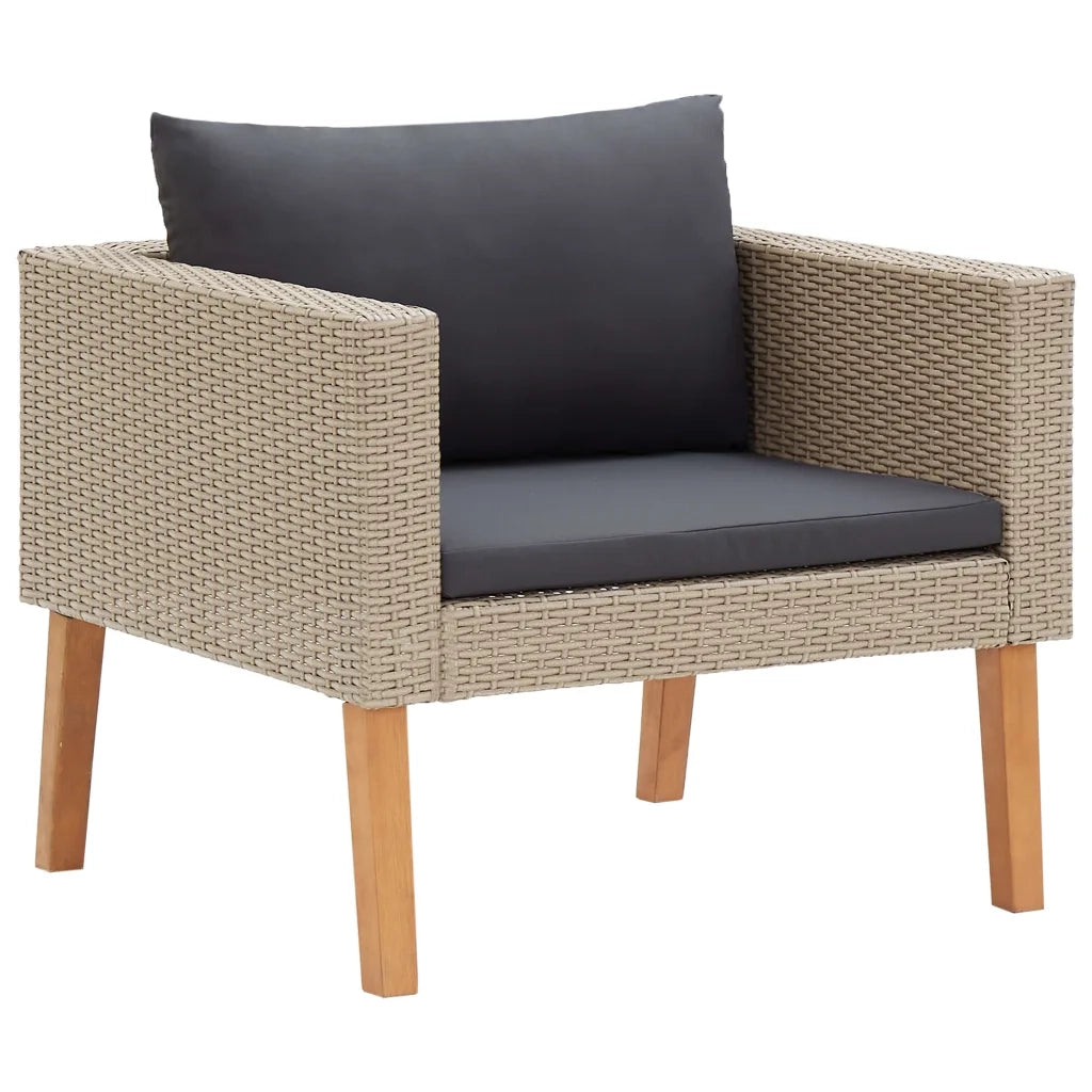 Set Divani da Giardino 3 pz | Set Salotto da Giardino con Cuscini in Polyrattan Beige