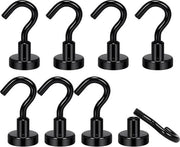 Halteri magnetici extra resistenti, neri, 8 kg, potenti, super resistenti magneti neodymium, 8 pezzi, rimovibili, per frigoriferi, armadi, contenitori per attrezzi in cucina, bagno, garage, ufficio
