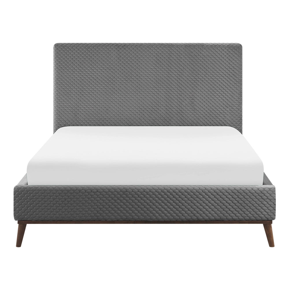 Letto matrimoniale Tessuto grigio 140 cm 6 Struttura imbottita a nido d'ape trapuntato