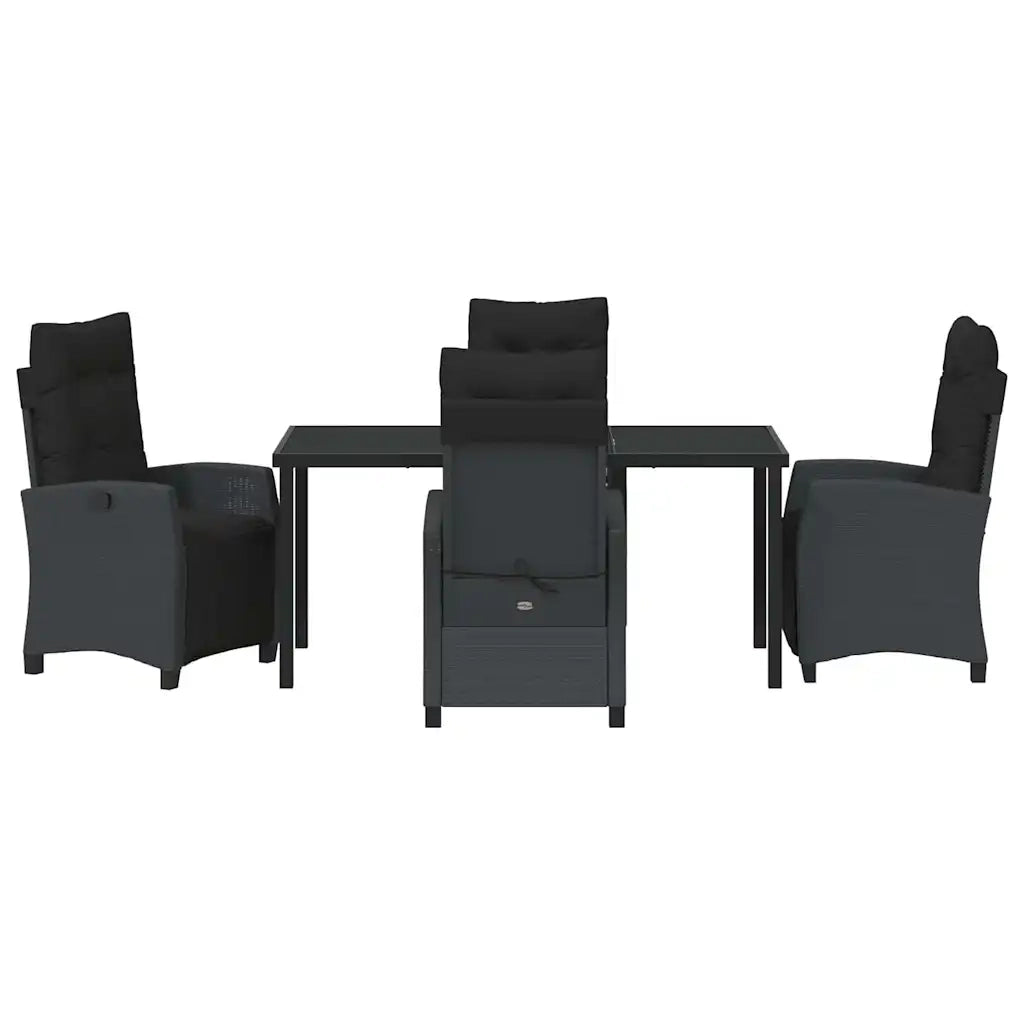 Set da Pranzo per Giardino con cuscino 5 pcs Nero polyrattan 3380424
