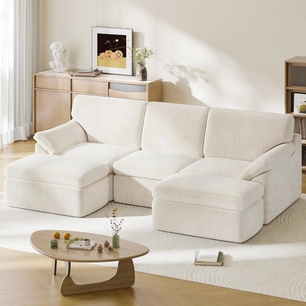 SET DIVANO MODULARE CLOUD - DIVANO A U ULTRA MORBIDO, MONTAGGIO NON RICHIESTO, BEIGE