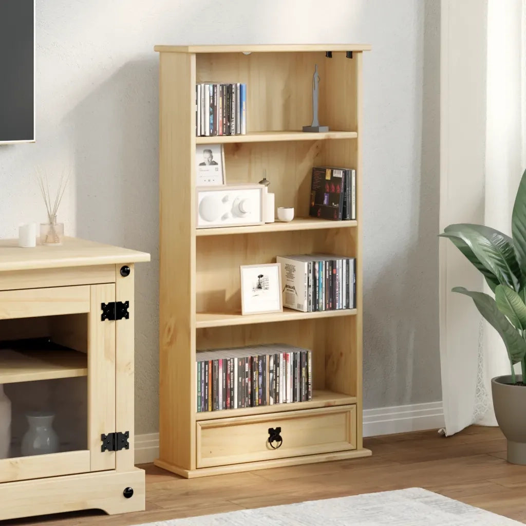 Mobile Porta CD Corona 52x17,5x103 cm in Legno Massello di Pino CFW1221129