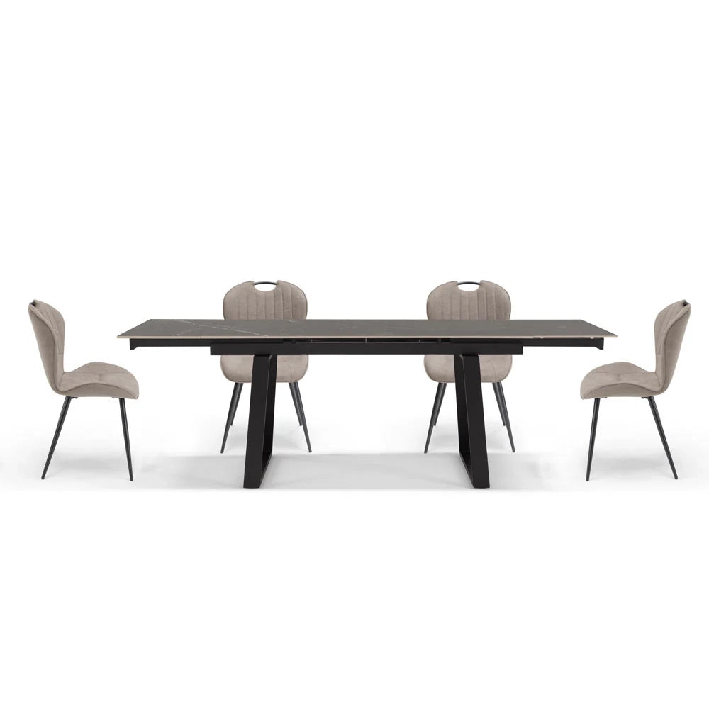 Tavolo allungabile da pranzo Pietra Grigia 160x90 modello ATLAS fino a 240 CM per sala da pranzo, cucina e soggiorno, design moderno con top in grès ceramico