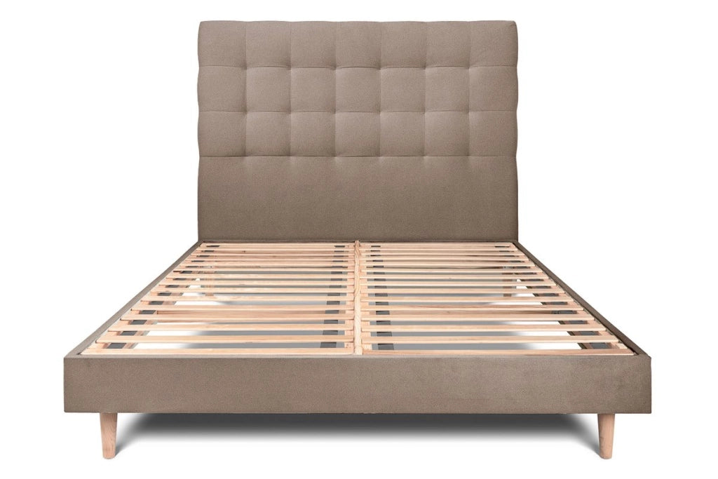 Letto 135x190 cm con testiera imbottita - Tessuto velluto