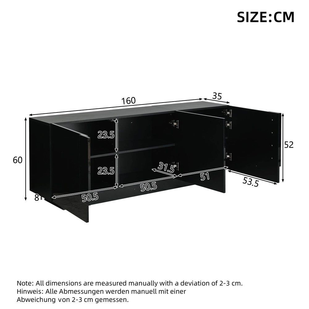 Credenza Soggiorno 3 Ante ¨C MINIMAL ¨C Nero, Truciolato, 160x60x35