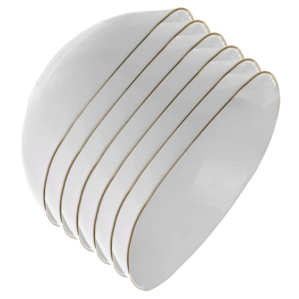 Set di 6 ciotole da insalata in vetro KADAX da 19 cm, colore bianco e oro.