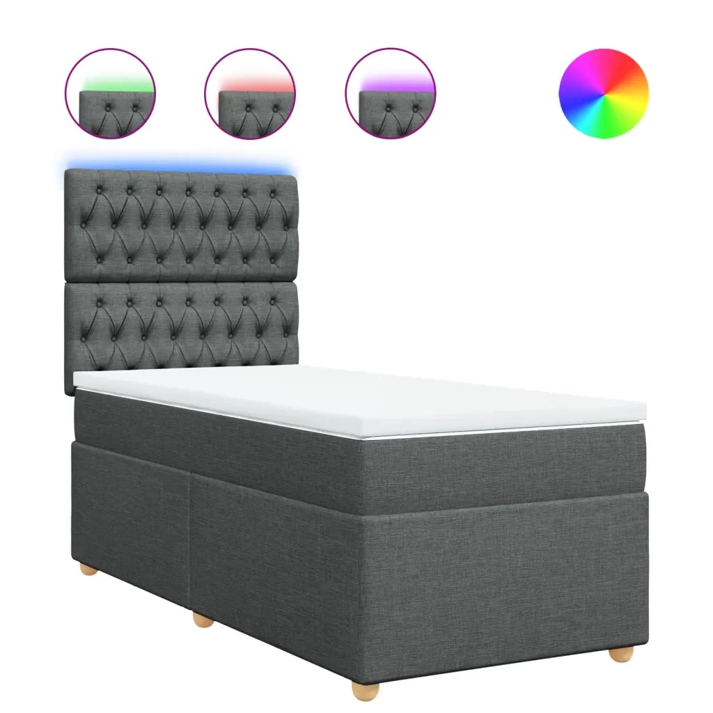 Giroletto a Molle con Materasso Grigio Scuro 100x200 cm Tessuto 3293499