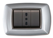 PLACCA LIFE LIVING PLAST ALLUMINIO CHIARO 3P- ELETTROCANALI- 10,0 pz