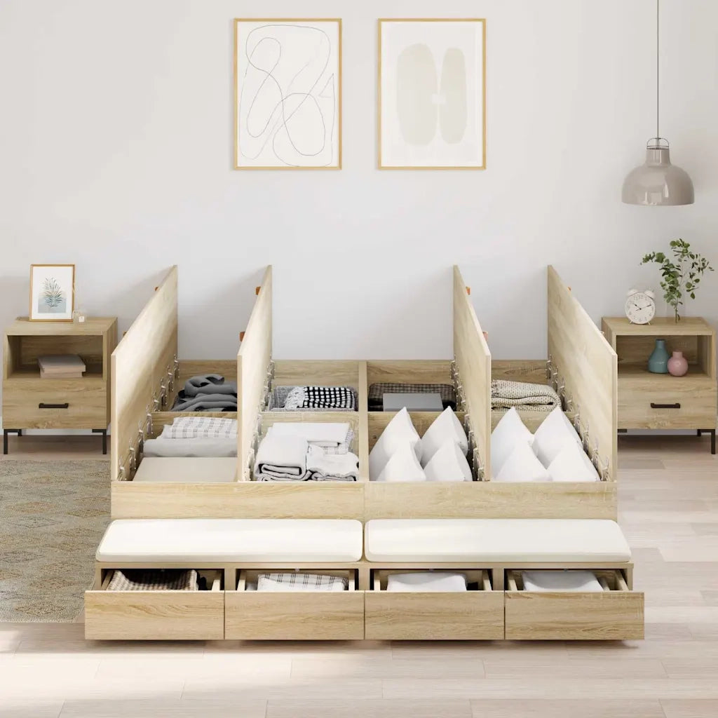 Struttura letto con contenitore Rovere Sonoma 160 cm 3335655