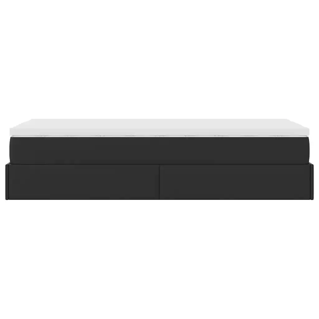 Struttura Letto Pouf con Materasso Nero 80x200 cm Similpelle