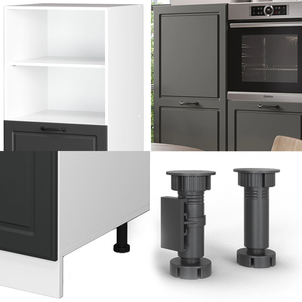 Cucine componibili piccole R-Line Antracite rustico/Bianco 180 cm senza piano di lavoro Vicco
