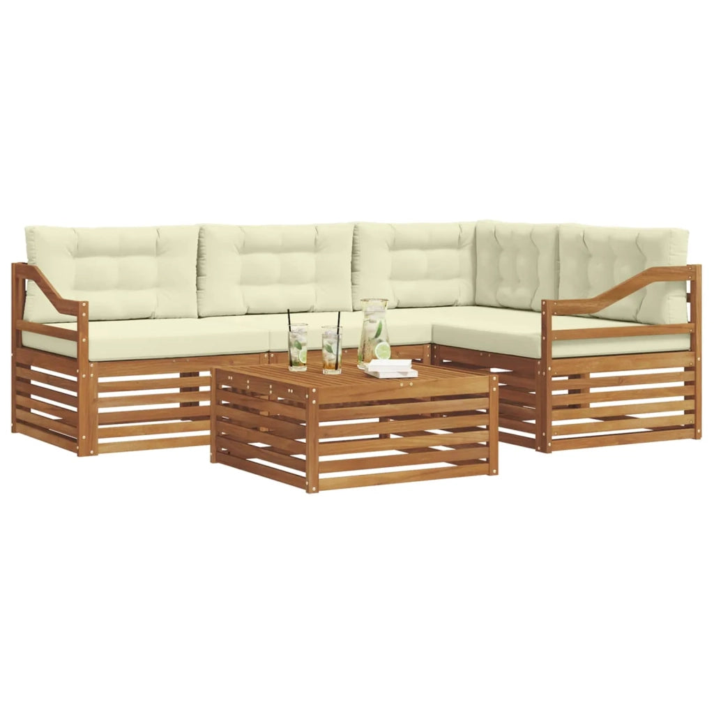 Set di divani da esterno con cuscino 5 pcs Naturale e Crema 3373435