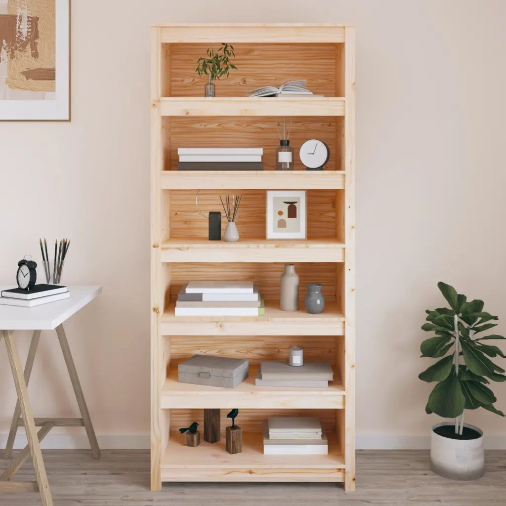 Libreria-Scaffale per Libri-Mobile di Stoccaggio 80x35x183 cm in Legno Massello di Pino