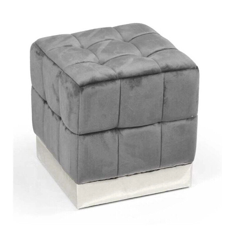 POUF CUBO IN VELLUTO CON BASE METALLO 39 X 39 X 40 CM COLORE GRIGIO SCURO