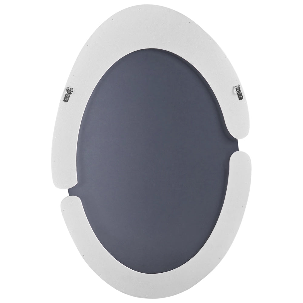Specchio da parete in MDF bianco con cornice in vetro 53 x 89 cm Forma irregolare Decorativo a parete Pezzo d'arredo Stile moderno