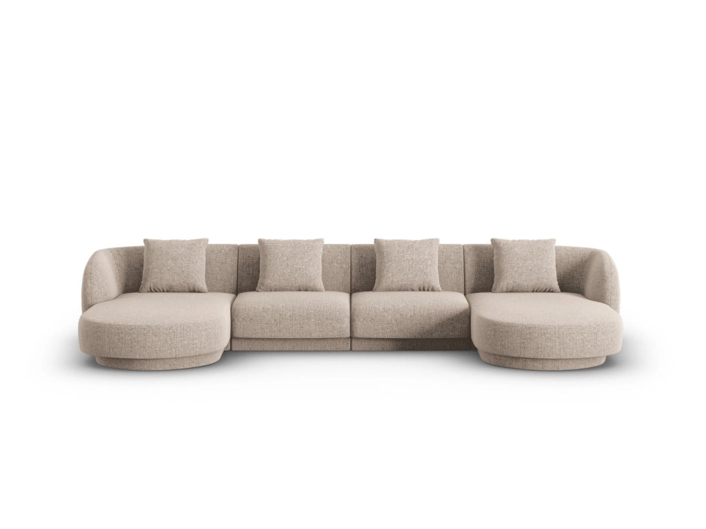 Cosmopolitan Design - Divano panoramico "Tulum" 5 posti in ciniglia beige 