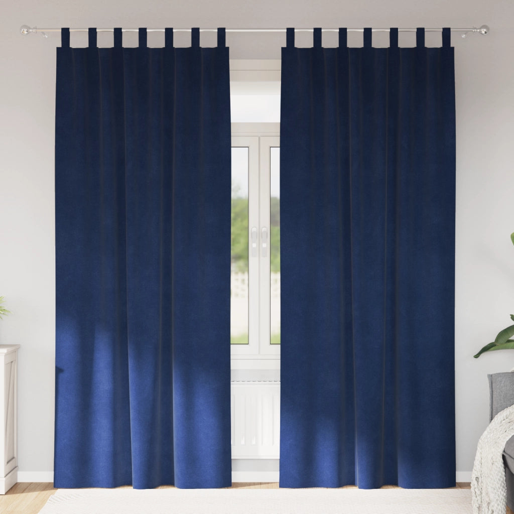 Tende oscuranti  con anelli per appendere 2 pezzi in velluto blu scuro