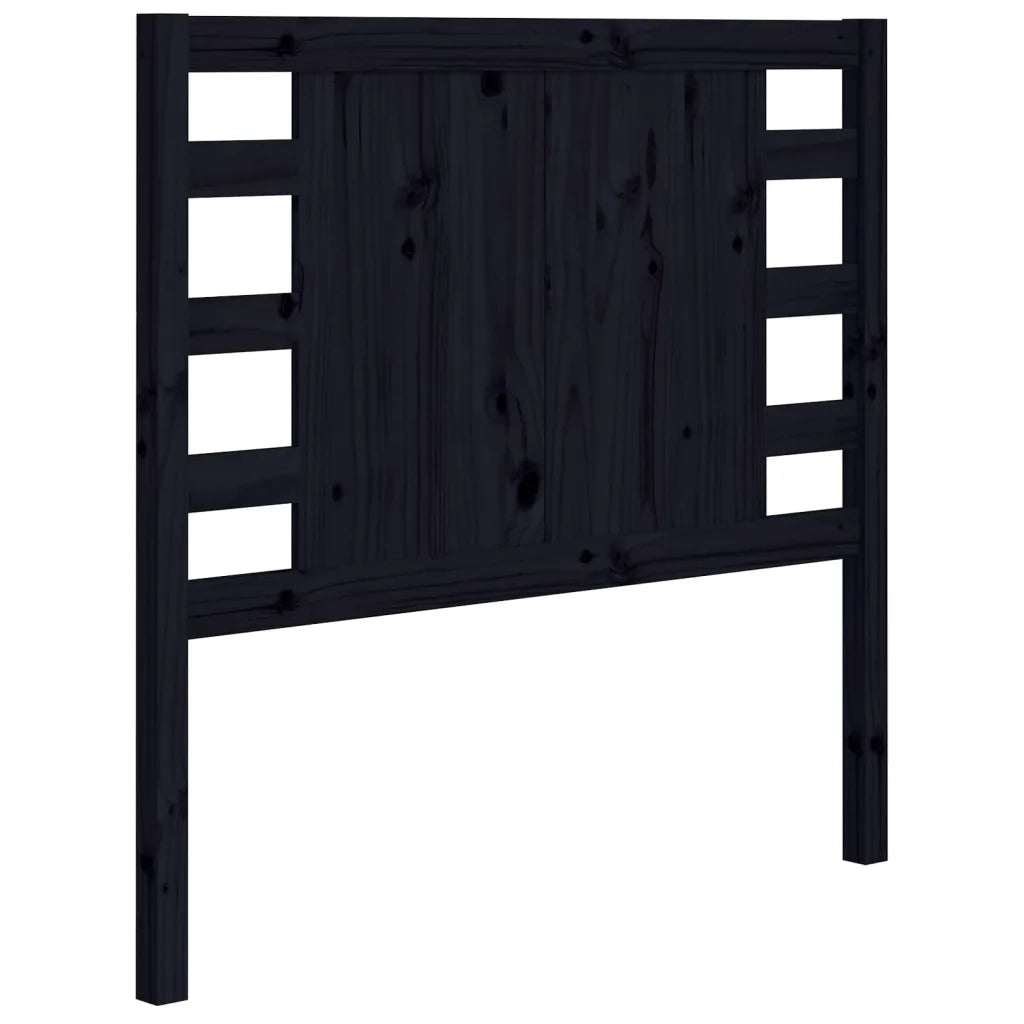 Testiera | Testata per Letto Nera 81x4x100 cm in Legno Massello di Pino