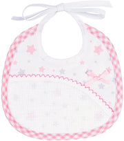 Filet - Sacchetto per neonati in cotone piqué con stelline multicolori | Borsa per cucire | Dimensioni: 18 x 18 cm | Fatto in Italia, rosa