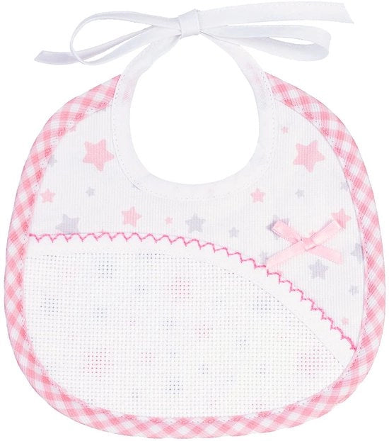Filet - Sacchetto per neonati in cotone piqué con stelline multicolori | Borsa per cucire | Dimensioni: 18 x 18 cm | Fatto in Italia, rosa