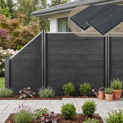 Recinzione in WPC per Giardino Staccionata da Elementi Inclinato e Rettangolare 183x277 cm Grigio NEU.HOLZ
