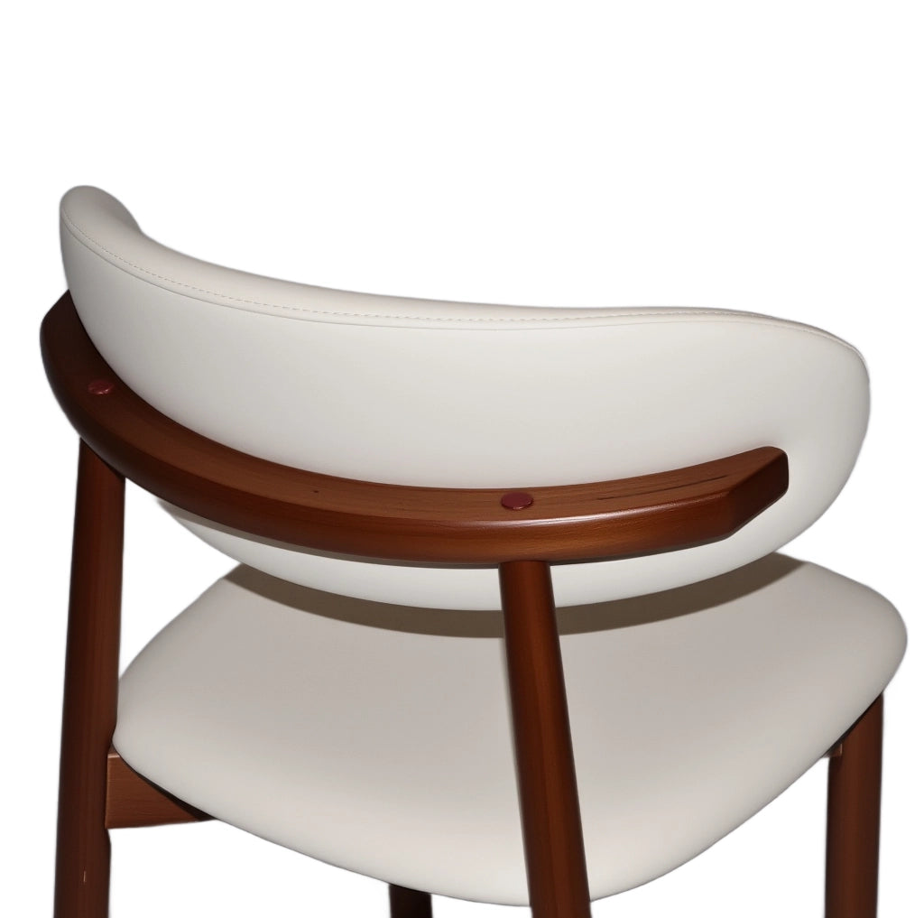 Set di 2 sedie da pranzo con schienale ergonomico; legno di quercia effetto noce e rivestimento bianco