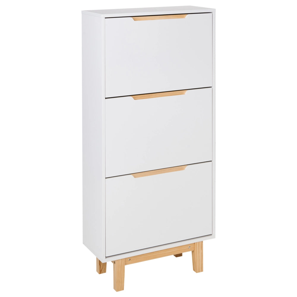 Armadietto porta scarpe in MDF bianco a 3 scomparti Design moderno corridoio