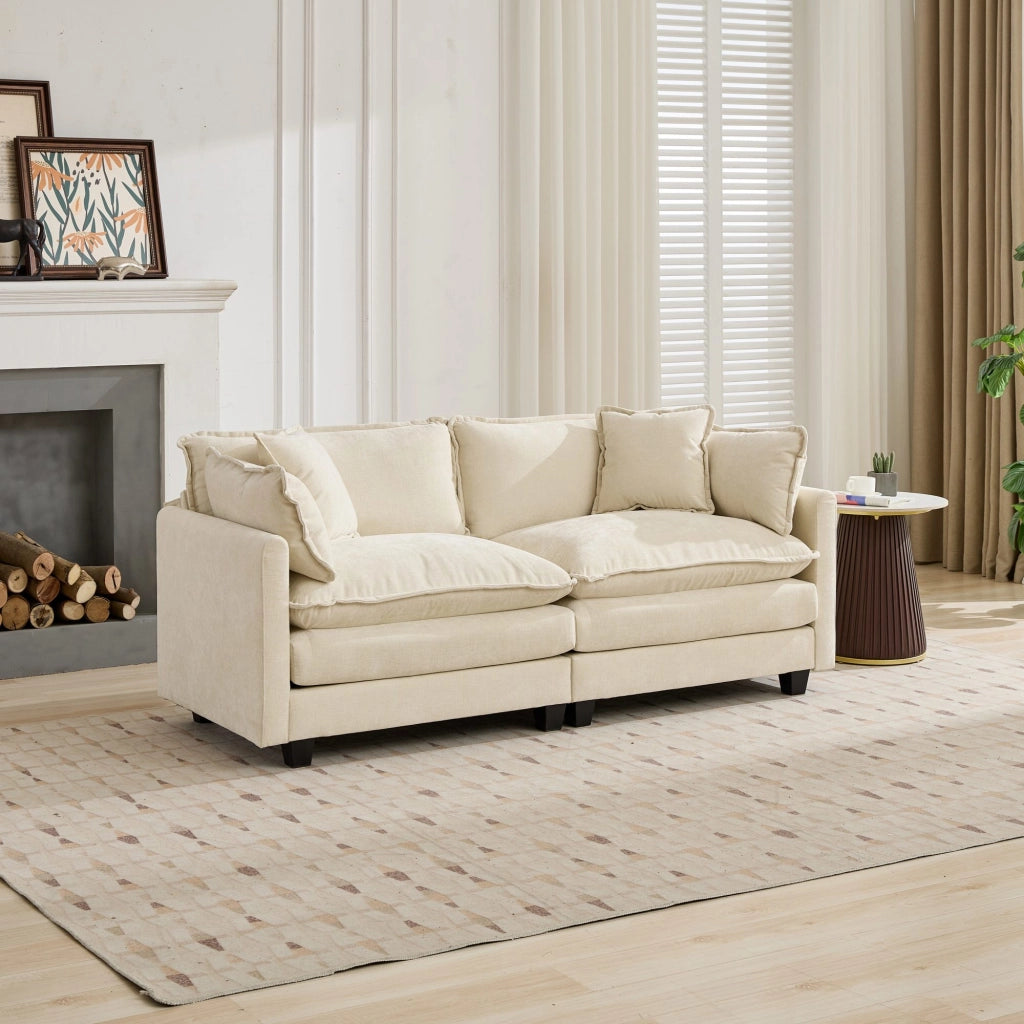 Canapé modulaire in ciniglia con cuscino schienale seduta morbida e montaggio rapido per soggiorno e appartamento beige