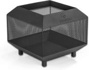 Pozzo di fuoco quadrato 44 x 44 cm - Acciaio verniciato a polvere, resistente all'acqua e stabile - Griglia di protezione scintille e 4 gambe stabili [Nero]