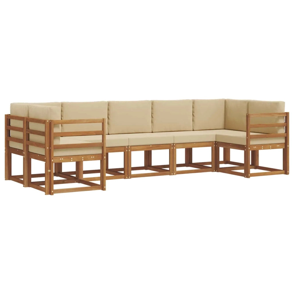 Set di divani da esterno con cuscino 7 pcs Naturale e Beige