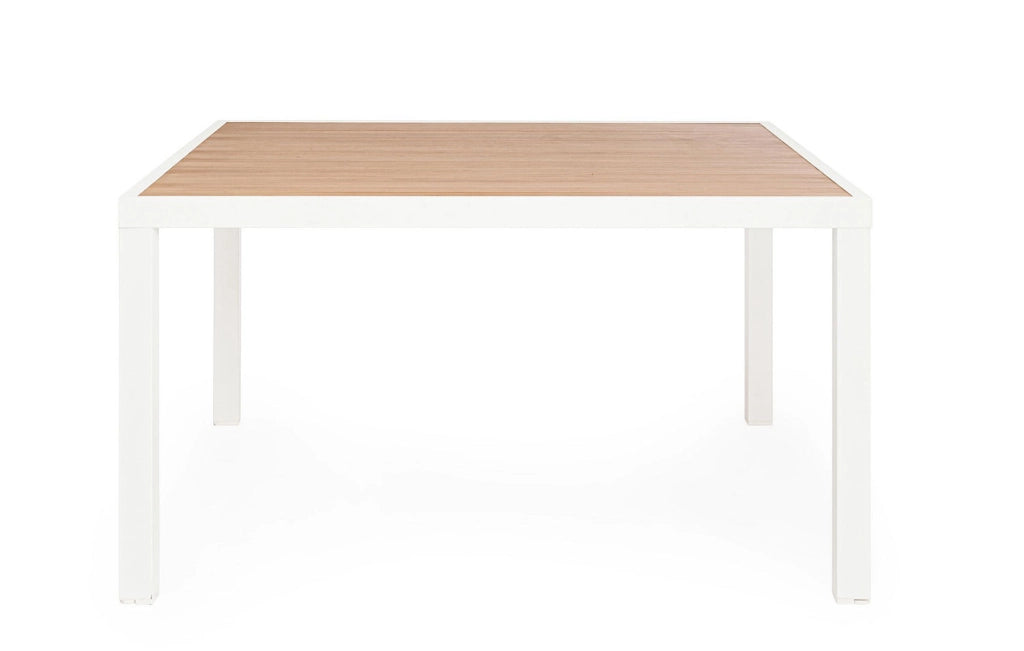Tavolo da Esterno 136x136x75h cm in Alluminio e Polywood Hilija Naturale e Bianco