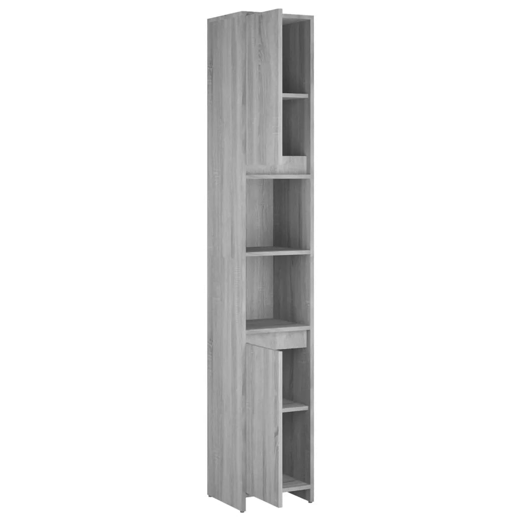 Mobiletto da bagno moderno 30 x 30 x 183,5 cm ampio spazio contenitivo design elegante in legno composito grigio 02_0048139