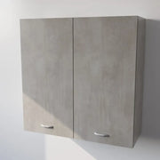 Pensile Cucina  in Legno Nobilitato Cemento, Mobile Alto con 2 Ante, Pensile Componibile Moderno Made in Italy (H90XL90XP33cm)