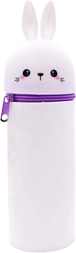 Etui a doppia funzione in silicone, etui in silicone morbido, etui con cerniera, etui in piedi, etui a forma di cartone, grande tasca per matite