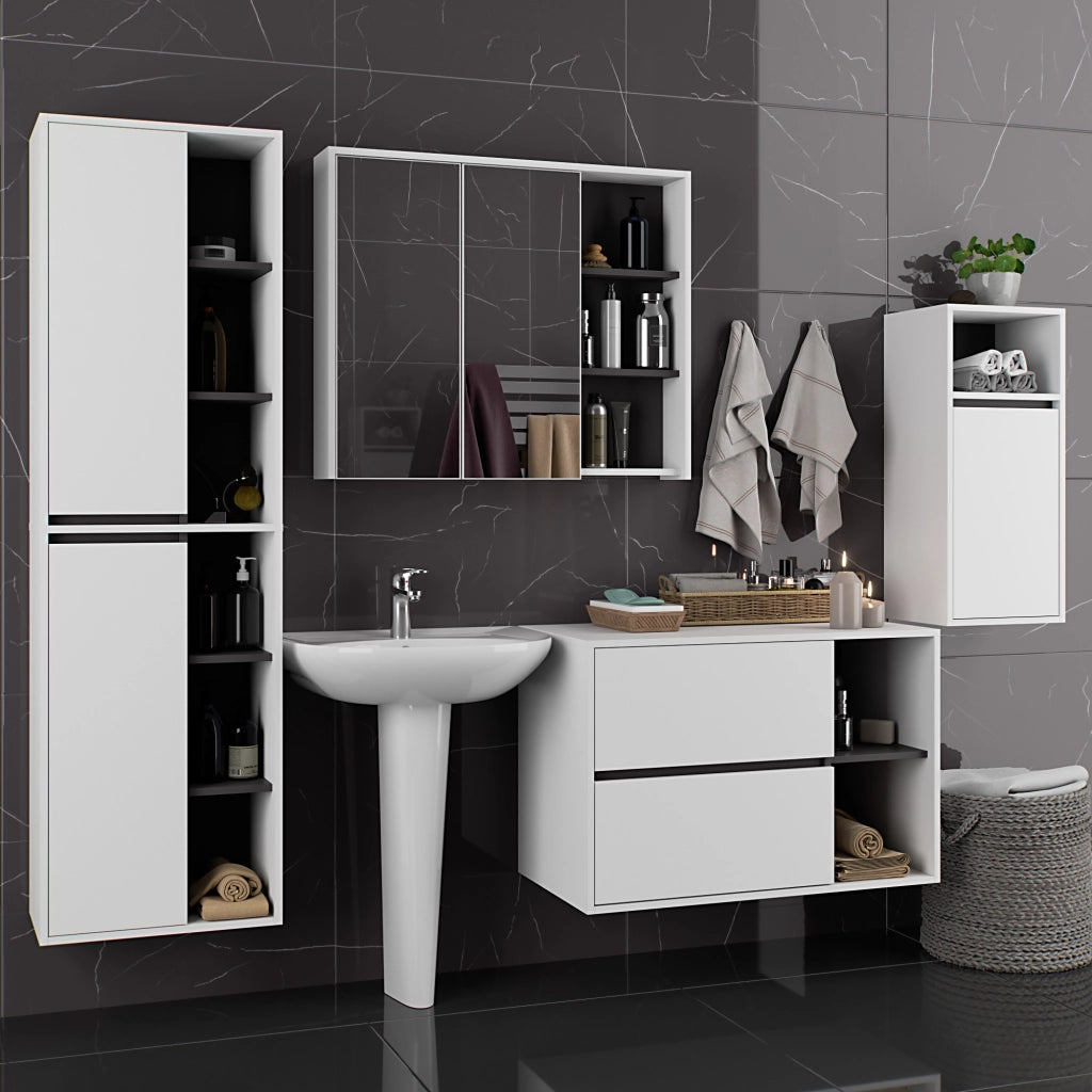 Mobile bagno sospeso VAMI Bianco, Grigio Grafite 35 cm 1 anta 35x30x80 cm