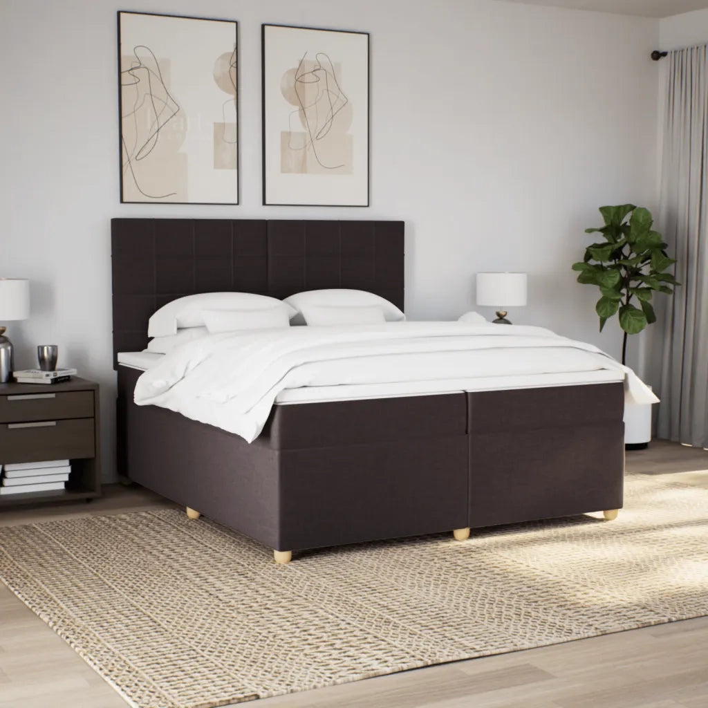 vidaXL Giroletto a Molle con Materasso Marrone Scuro 200x200cm Tessuto