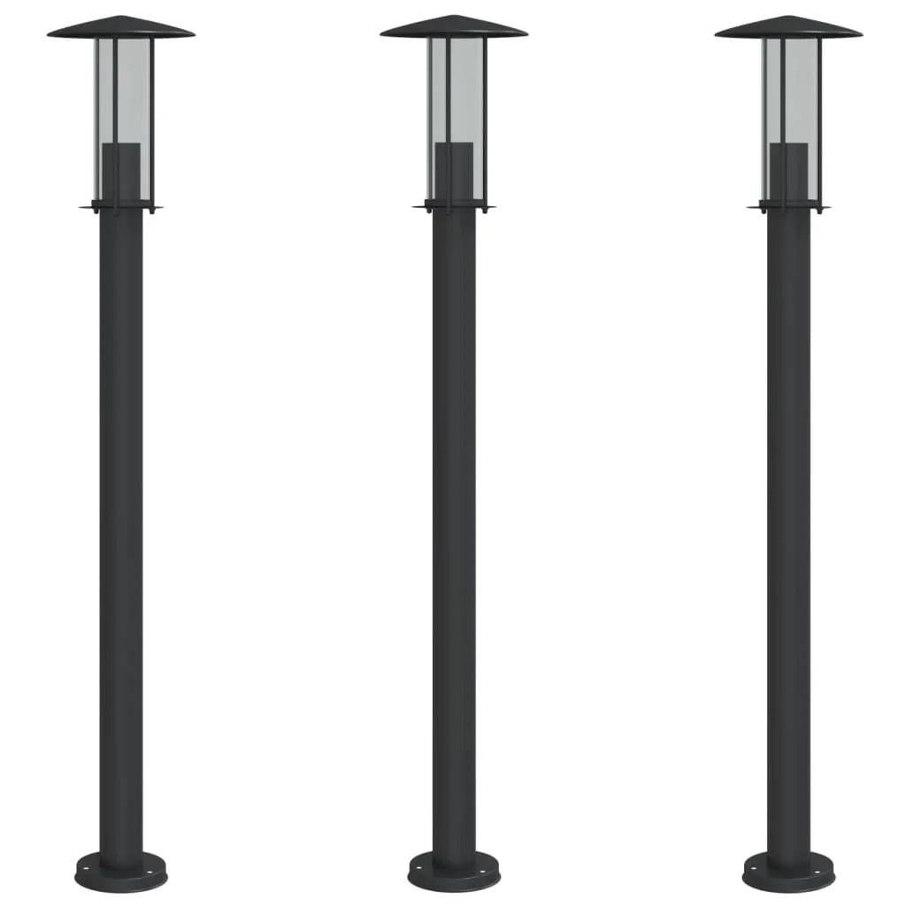 Lampade da terra per esterni 3 pezzi 100 cm acciaio inox nero 02_0042545