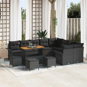 Set Divano da Giardino con cuscino con cuscino 13 pcs Nero