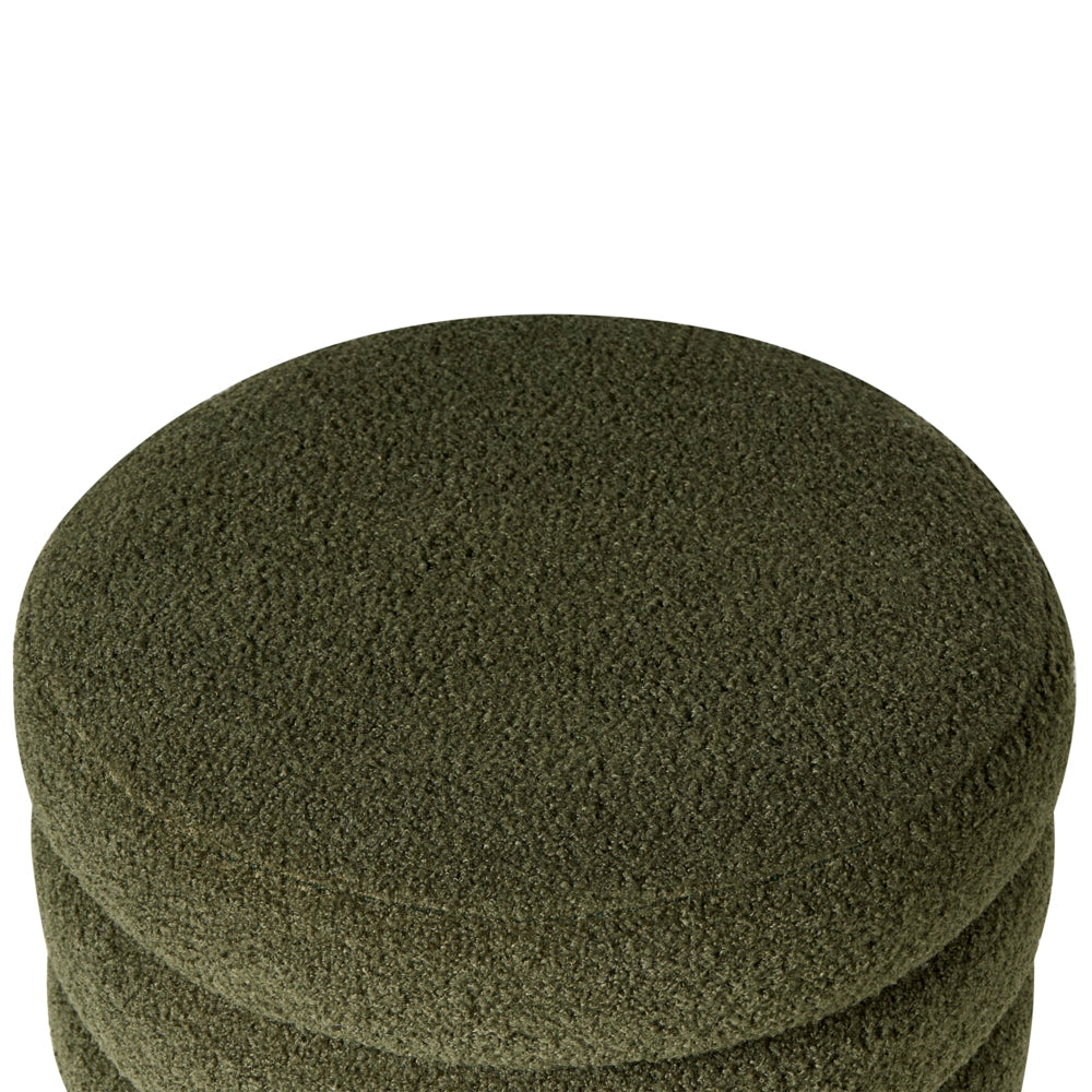 Pouf Verde Boucle Tappezzeria Gambe in legno di pino Poggiapiedi Accessori per la casa Soggiorno