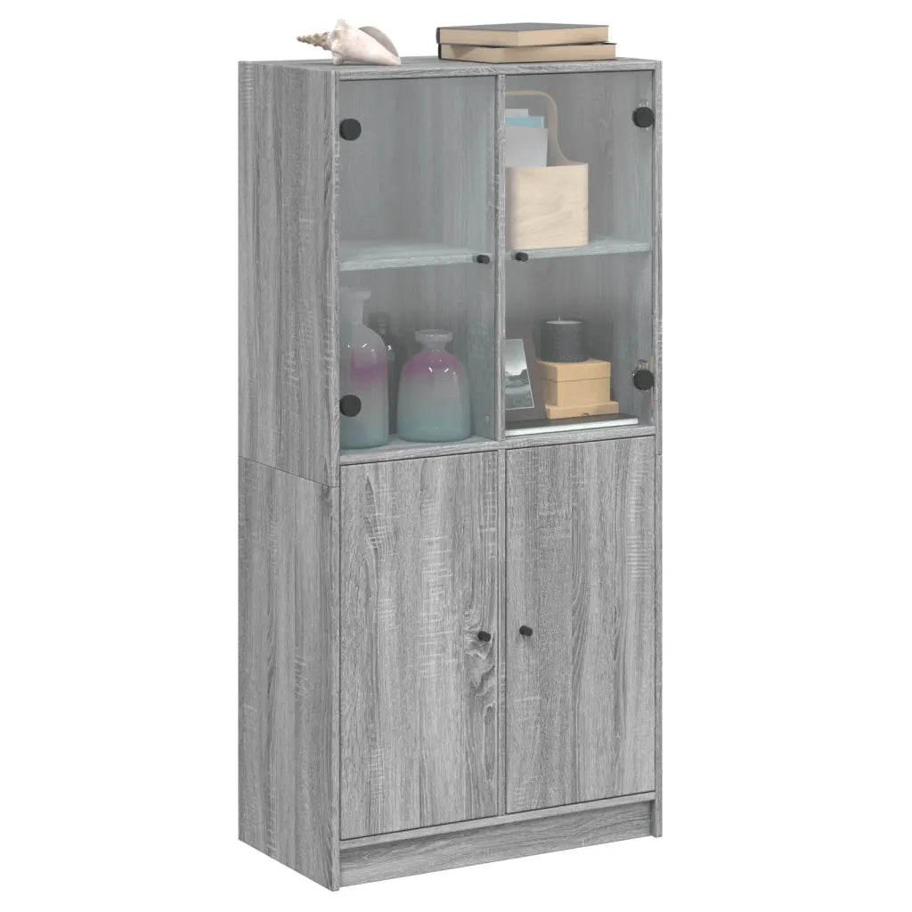 Credenza con Ante Grigio Sonoma 68x37x142 cm Legno Multistrato 631847