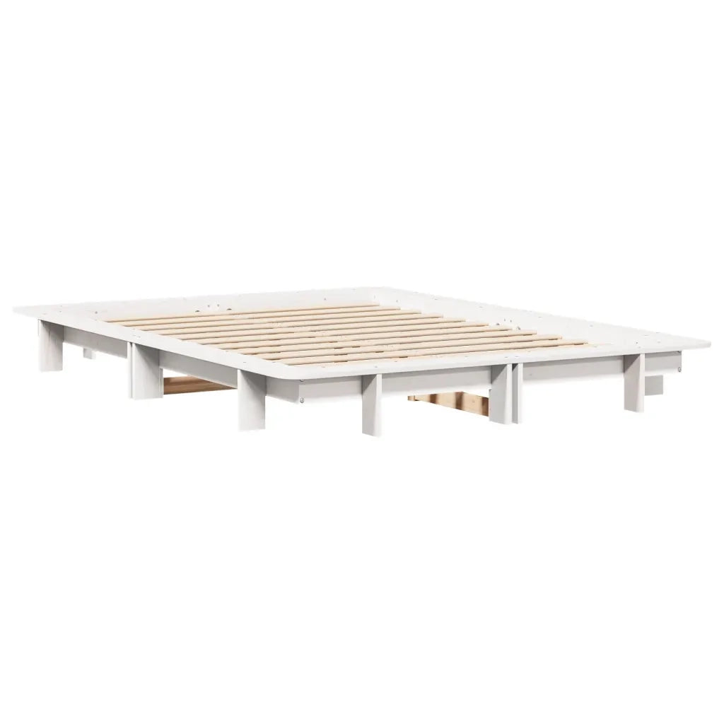Letto senza Materasso Bianco 120x190 cm Legno Massello di Pino 850678
