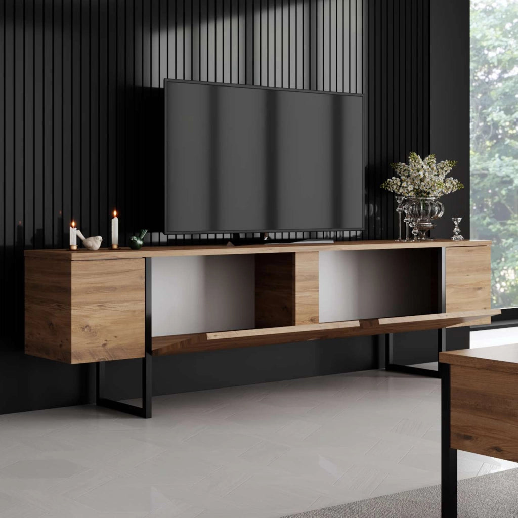 Porta TV in legno "Luxe" - 180 x 30 x 50 cm - Marrone