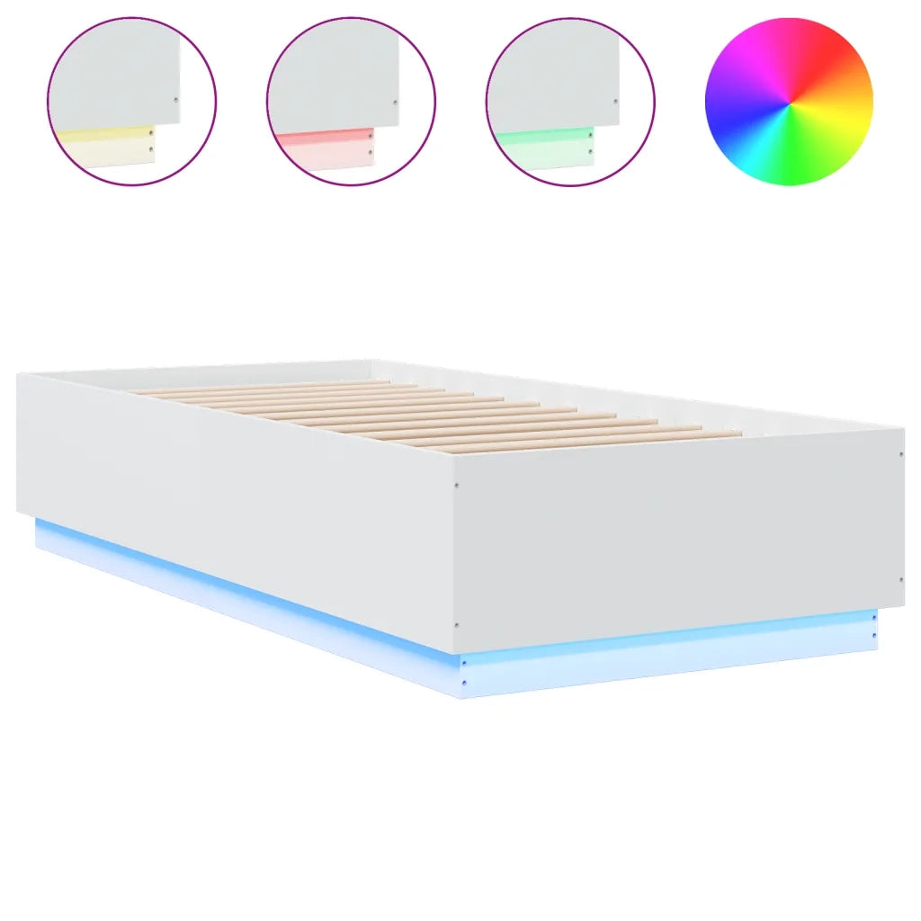 Giroletto con Luci LED-Struttura Letto Bianco 90x200 cm in Legno Multistrato 958397
