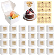 Dozina di Cupcake - 24 pezzi - Bianca - Confezione in Carta Kraft - Scatola Rigida - Con Finestre - Inclusi Etichette - Dozina di Torta