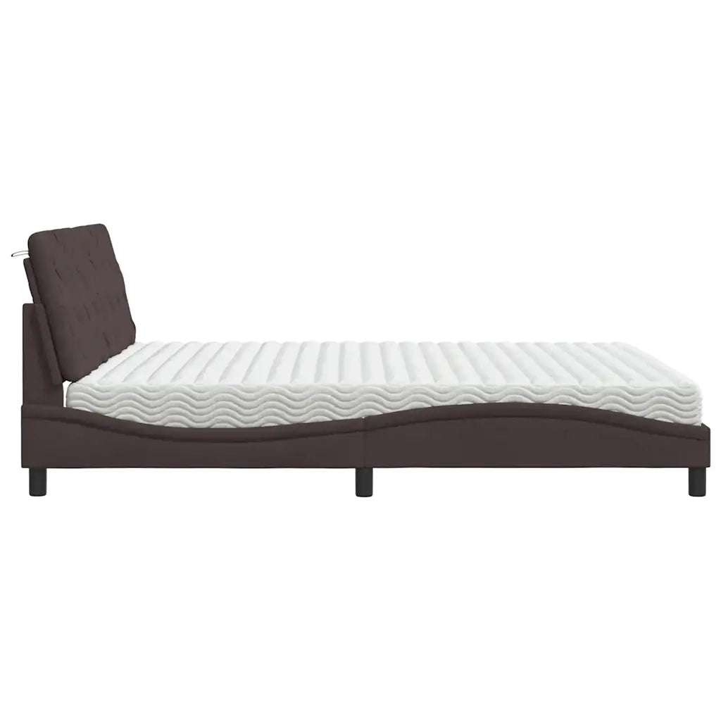 Letto con Materasso Marrone Scuro 180x200cm Tessuto 3310758