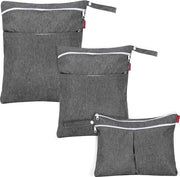 3 set di asciugamani per pannolino, pannolino con 2 tasche con chiusura a zip, cintura per pannolino, ideale per viaggi, spiaggia, piscina, sport, nero. (solo con tasca), grigio.